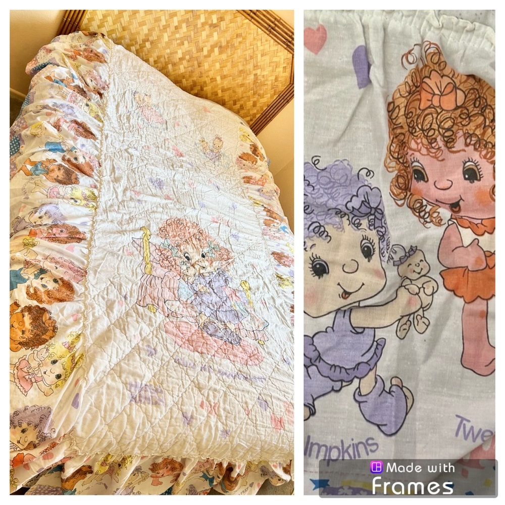 ❤️RARE❤️Vintage Hugga Bunch Twin Bedspread Bed Skirt Quilt Fabric